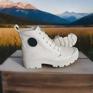 Palladium Pallabase Twill Star White boots Army Boots Sz 11 Womens New With Box